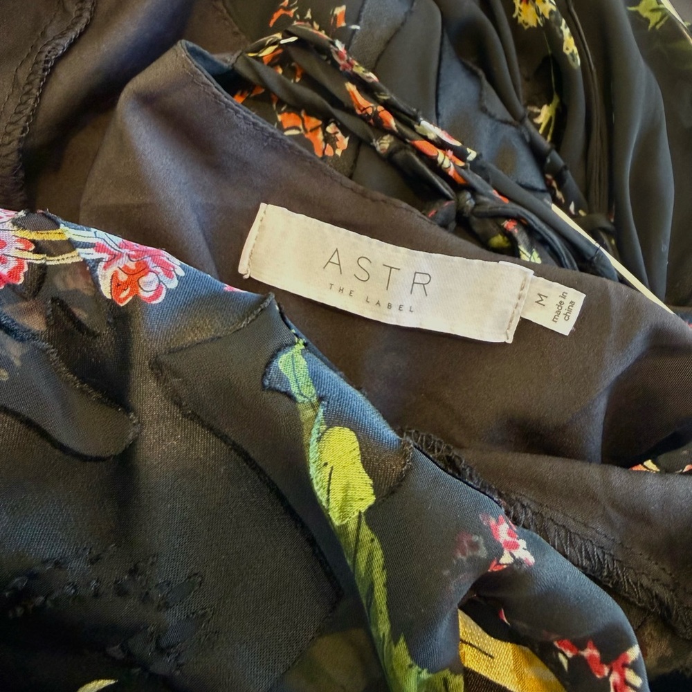 Astr Black Floral Midi Dress with Yellow & Green Accents - Picture 5 of 8